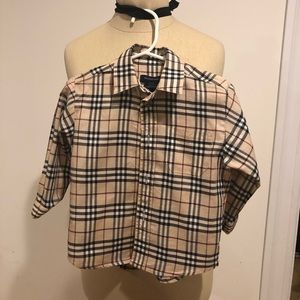 Gently used Boys Burberry plaid button down.